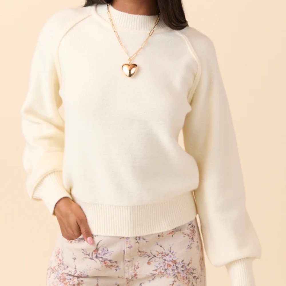 Pink Lily Lisa‎ Ivory Crewneck Sweater